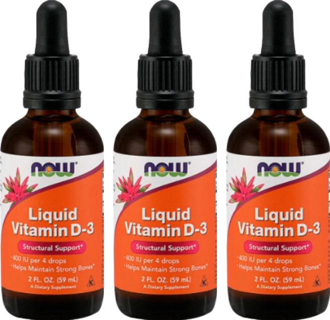 NOW Foods 維生素D3滴液, 59ml, 3瓶