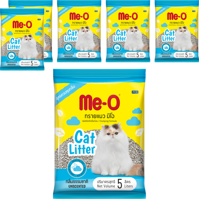 Me-O 咪歐 低粉塵凝結貓砂 5L 天然原料製成, 6袋, 自然無香