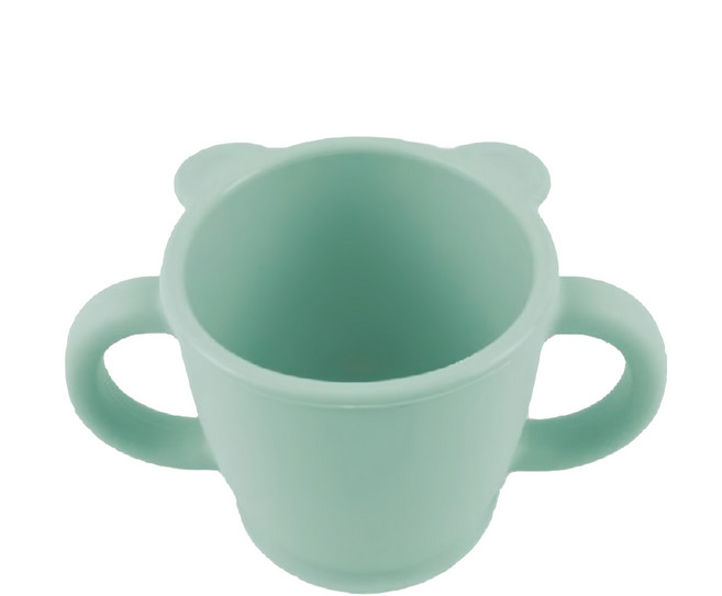 韓國 SiliPot 鉑金矽膠 熊讚兒童雙手杯 喝水練習杯 215ml 薄荷綠 1個