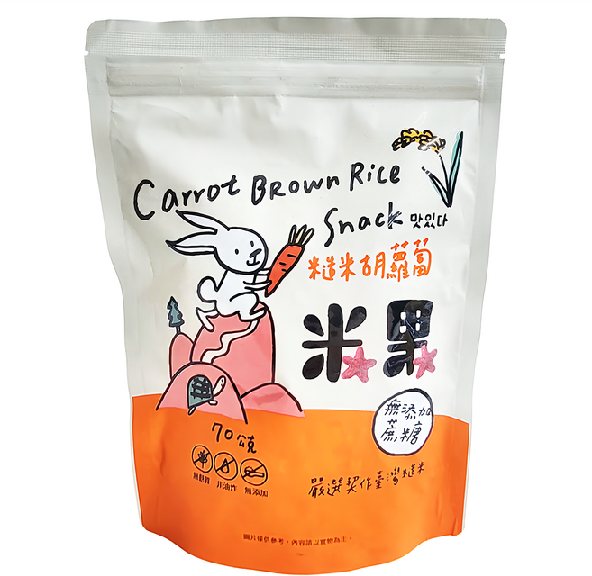 薌園 糙米米果, 胡蘿蔔, 70g, 1包