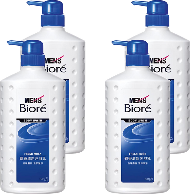 Men's Biore 男性清新沐浴乳 麝香 750ml, 4瓶