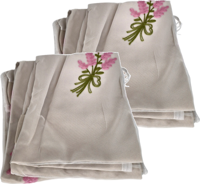 小銅板 雙層刺繡窗簾, 浪漫薰衣草米