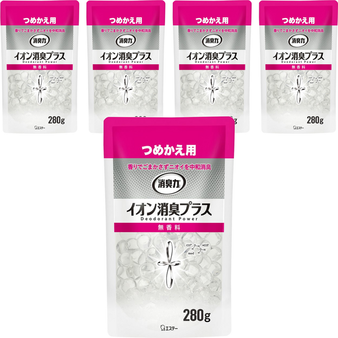 ST 雞仔牌 消臭力 部屋離子機能PLUS消臭力 無香料 補充包, 280g, 5包