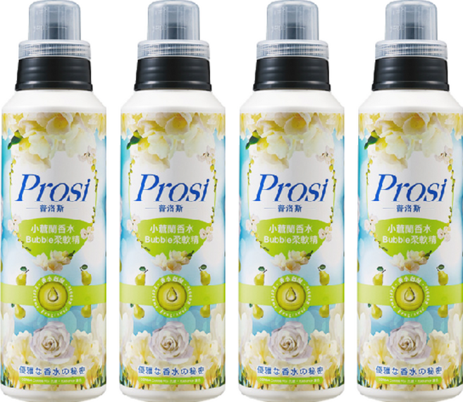 Prosi 普洛斯 小蒼蘭香水Bubble柔軟精 添加護色抗皺配方 無添加螢光劑, 570ml, 4瓶