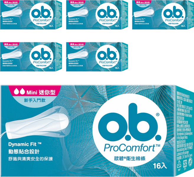 o.b. 歐碧 衛生棉條, 迷你型, 16個, 6盒