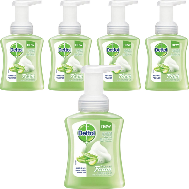 Dettol 滴露 泡沫潔手液 滋潤蘆薈 抗菌 99.9% 250ml, 5瓶