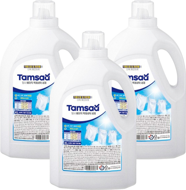 Tamsaa Basic 小蘇打洗衣精, 4L, 3桶