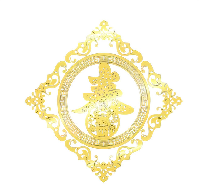 WE CHAMP 金碧輝煌春節燙金壁貼 WTB-208 燙金剪影壁貼 新年裝飾 無痕易貼, 金色