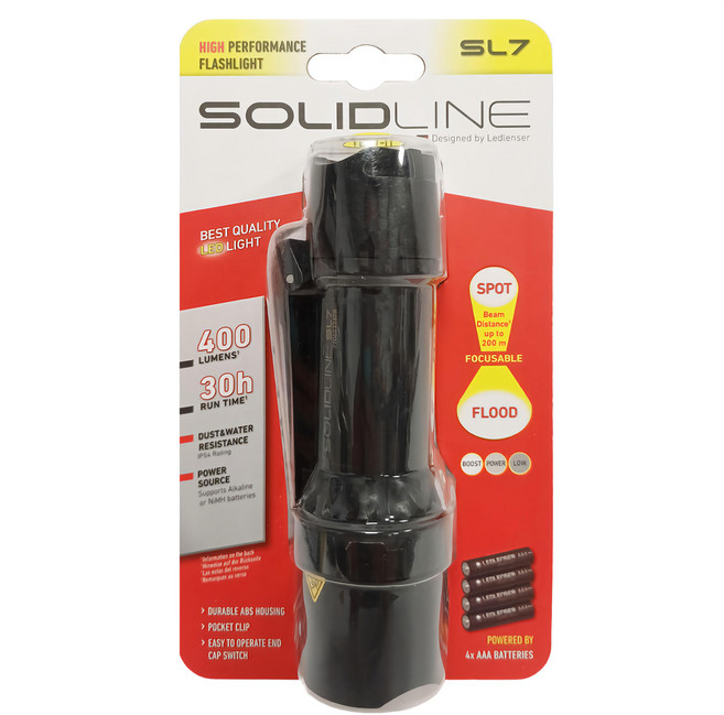 SOLIDLINE SL7 塑鋼可調焦手電筒 502233 145mm 180g, 1個