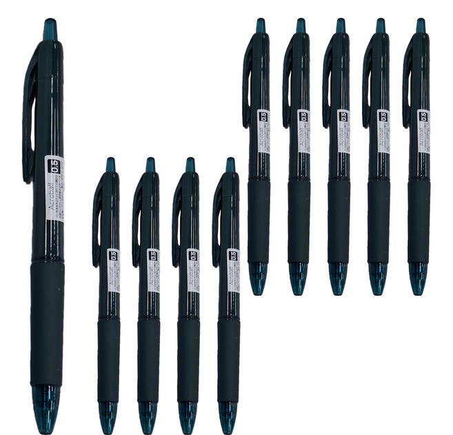 PILOT 百樂 Acroball 輕油筆 0.5mm BAB-15 10支, 深綠色 + 黑芯, 1盒
