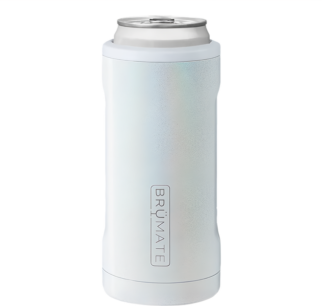 BRUMATE Slim 雙層真空飲料鋁罐保冰保溫杯 BevGuard專利技術 適用12oz的易開罐, 閃耀白, 355ml, 1個
