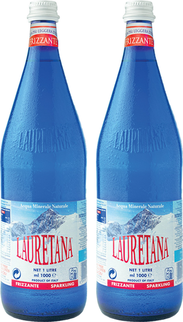 LAURETANA 蘿莉塔娜 冰河氣泡水 玻璃瓶, 1L, 2瓶