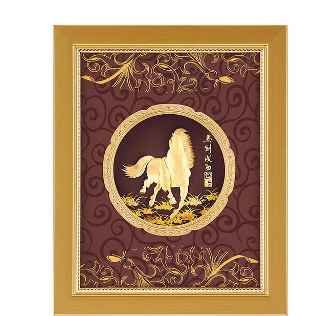 雅鑑鑫品 金箔畫禮品 純金豐實系列 馬到成功, 金色