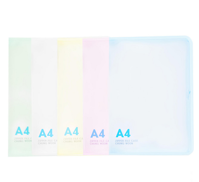 ECO Chungwoon 拉鍊式文件收納夾, 顏色隨機, 5個