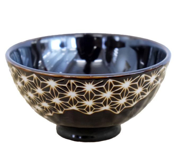 麻葉貽釉11井 日本製 11 x 6cm 180ml, 黑色 + 白色, 1個