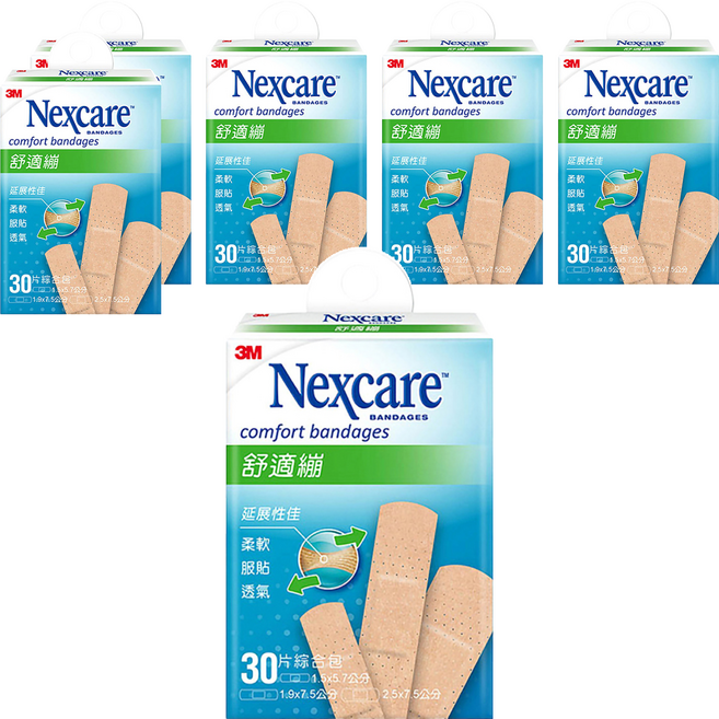 3M Nexcare 舒適繃綜合包, 30片, 6盒
