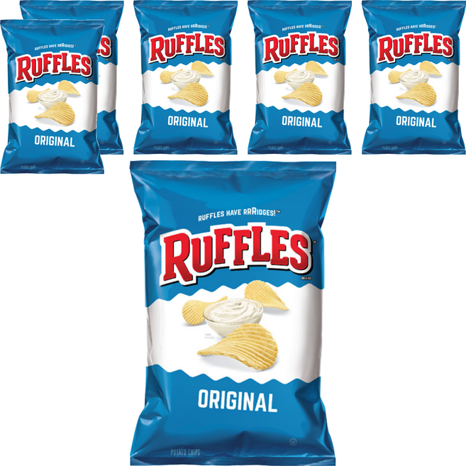 RUFFLES 波樂 洋芋片-原味 美國原裝進口 鮮新洋芋厚片切片波浪造型, 184.2g, 6包