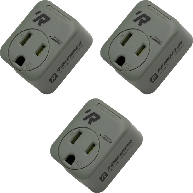 REMEMBER OUTDOOR 3轉2轉接頭 3孔 EC-01G 4.5 x 3.5 x 2.2cm, 4.5cm, 戰術綠, 3個