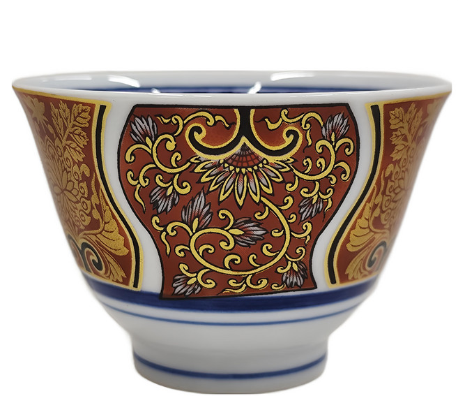 美濃燒 佐和陶瓷 朱紅金伊萬里飲杯 日本製 120ml, 朱紅色 + 金色, 1個