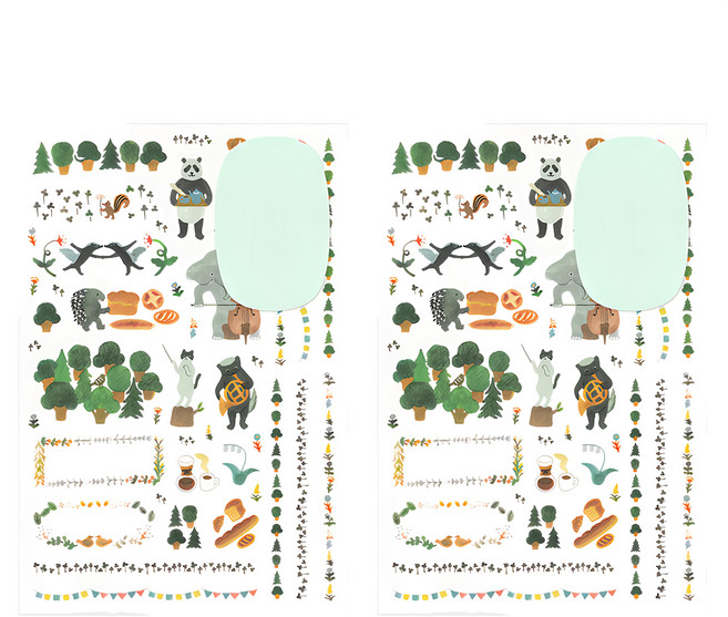 日本 MIDORI Yuru Log貼紙, 森林動物, 2張