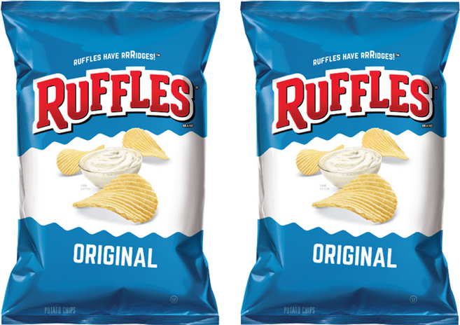 RUFFLES 波樂 洋芋片-原味 美國原裝進口 鮮新洋芋厚片切片波浪造型, 184.2g, 2包