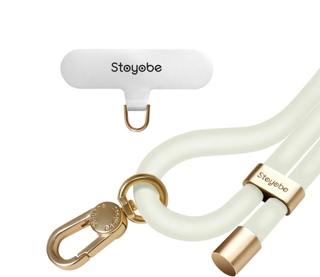 Stoyobe 親膚矽膠防水手機吊繩墊片組, 螢光白, 1組