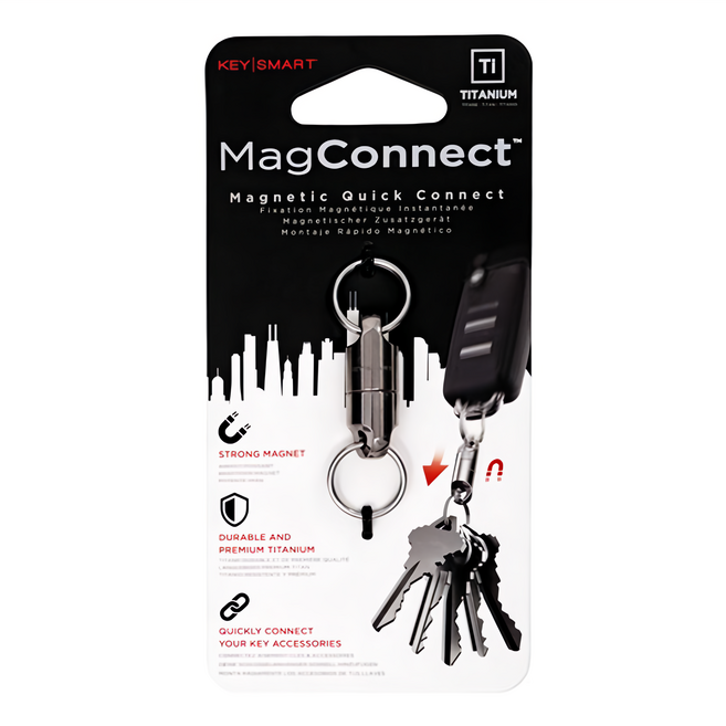 KEY SMART 鑰匙收納器零配件 MAGCONNECT 鈦合金 磁鐵雙頭鑰匙圈 負重達3磅, 1個, 銀灰色