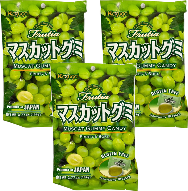Kasugai 春日井 果汁軟糖 白葡萄味, 107g, 3袋
