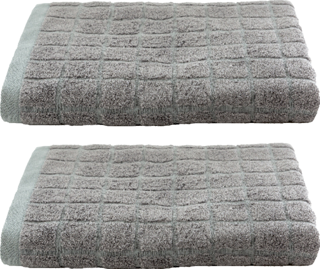SHING LONG TEXTILE 台灣興隆毛巾 方格超吸水浴巾 425g 127 x 74cm, 尊貴灰, 2條
