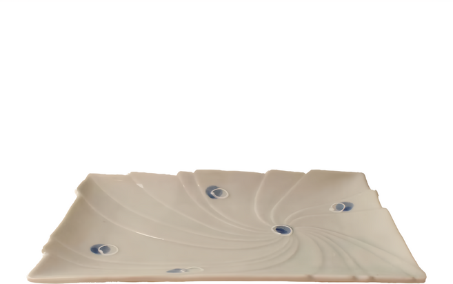 燒物皿 日本製, 藍點旋紋, 1個