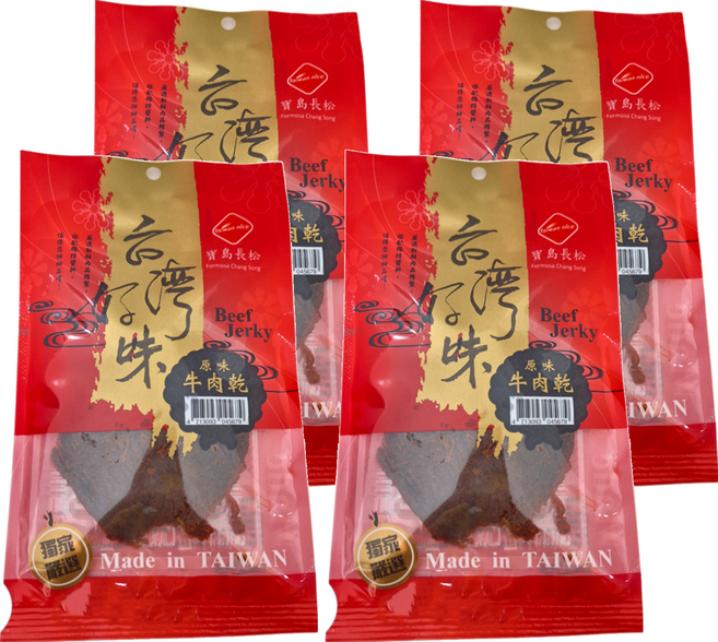 長松食品 牛肉乾 原味, 70g, 4包