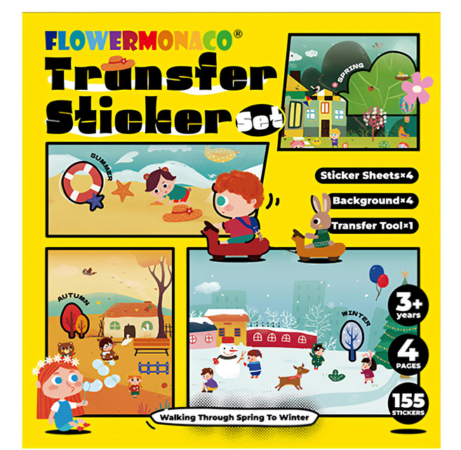 FLOWER MONACO 神奇轉印貼 四季主題 3歲以上, 1個, 4張