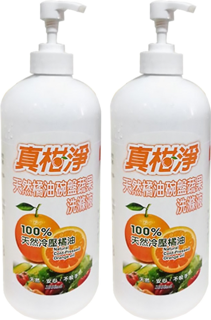 真柑淨 柔軟熊橘油碗盤蔬果洗滌液, 1L, 2瓶