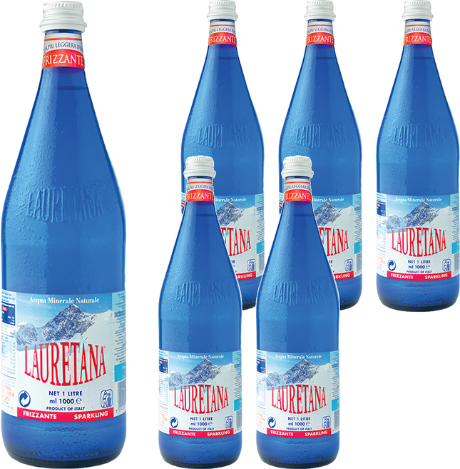 LAURETANA 蘿莉塔娜 冰河氣泡水 玻璃瓶, 1L, 6瓶