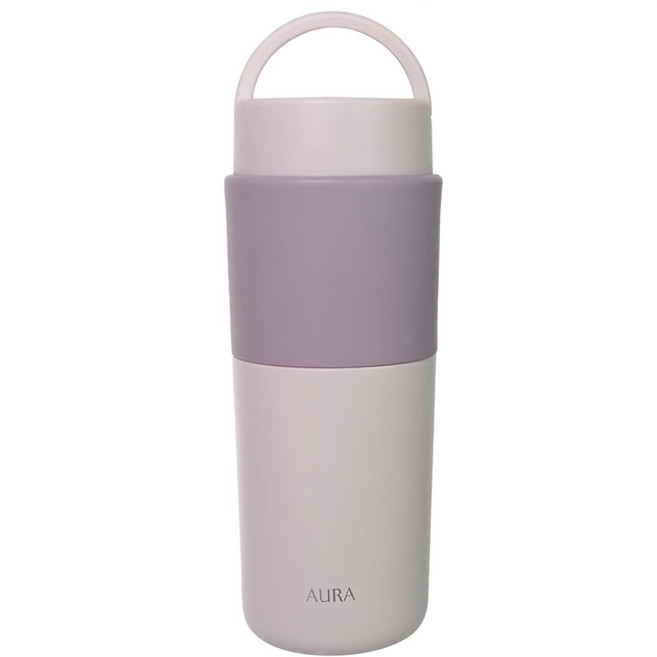 AURA 艾樂 台灣公司貨 隨行提手真陶瓷保溫杯, 薰衣紫, 525ml, 1個