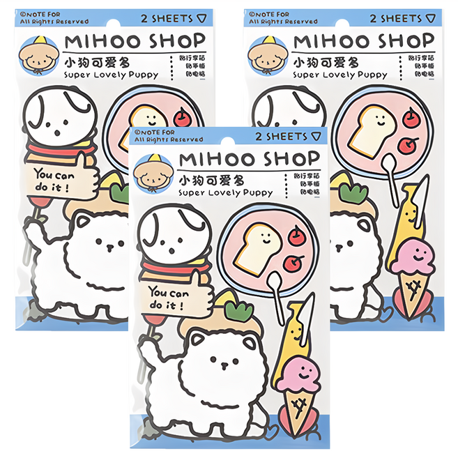 NOTE FOR MIHOO SHOP 裝飾貼, 小狗可愛多, 3包