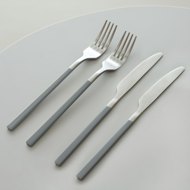 Dalpaengi Living 媽媽的料理 餐具組 (刀子2p + 叉子2p), 1組, 餐刀 + 餐叉, 灰色