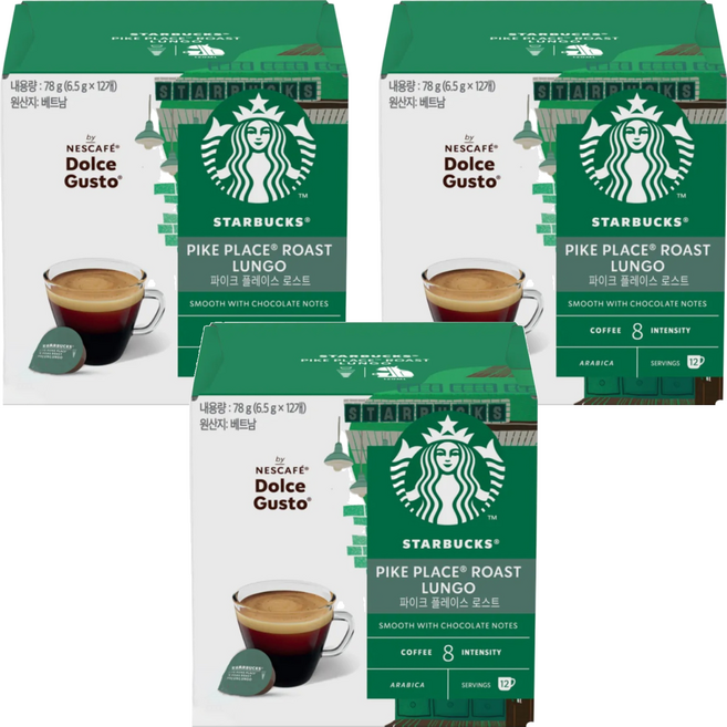 STARBUCKS 星巴克 NESCAFE 雀巢咖啡 Dolce Gusto 多趣酷思 派克市場美式咖啡膠囊, 6.5g, 12顆, 3盒