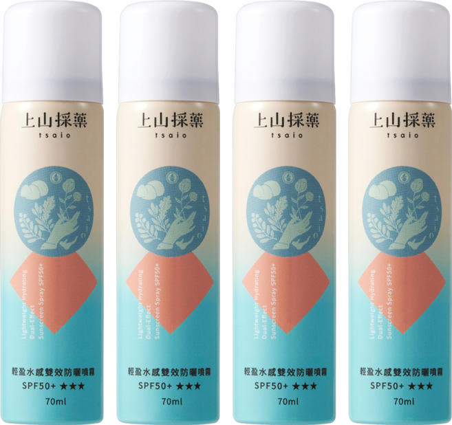 tsaio 上山採藥 輕盈水感雙效防曬噴霧 SPF50+, 70ml, 4瓶