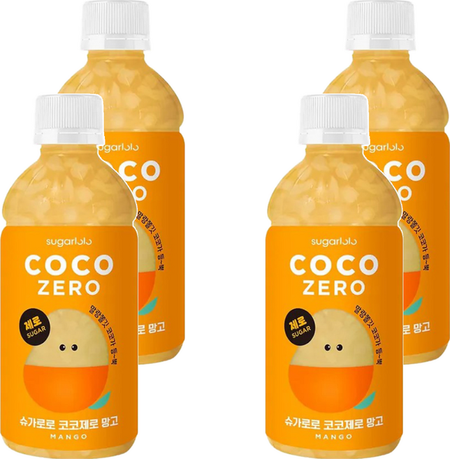 sugarlolo 椰果飲料 芒果風味, 4瓶, 340ml