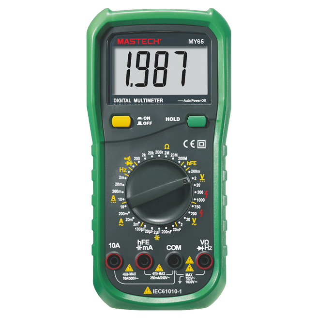 MASTECH 邁世 MY65 數字萬用表 hFE 二極體OCV3.0V 電容頻率測試, 1個