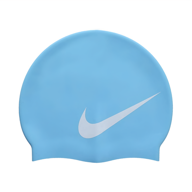 NIKE 耐吉 SWIM BIG SWOOSH成人矽膠泳帽 NESS8163-486, 水藍色, 1個