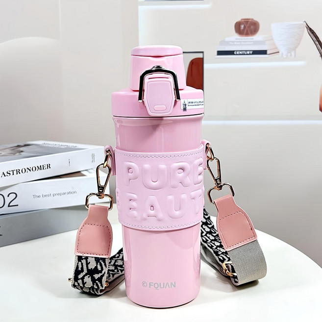 FQUAN 富全 Couselect 316不鏽鋼手提便攜保溫瓶, 680ml, 粉色, 1個