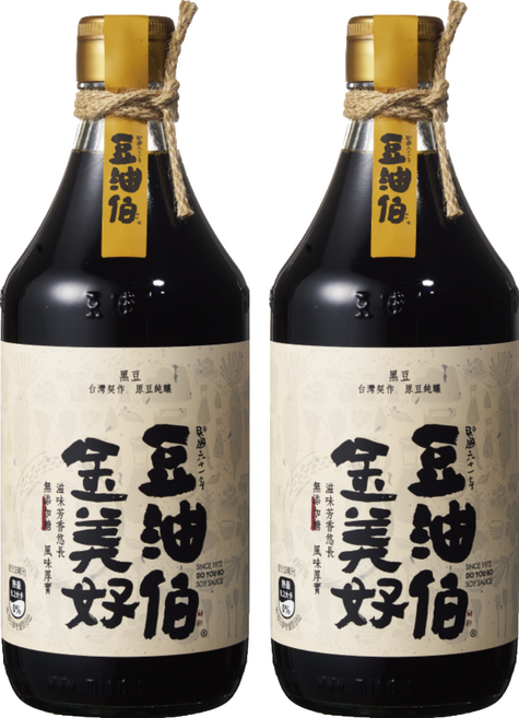 豆油伯 金美好無添加糖釀造醬油 黑豆醬油, 500ml, 2瓶