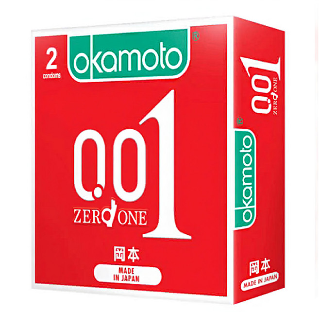 okamoto 岡本 001至尊勁薄保險套 ZERO ONE, 1盒, 2個