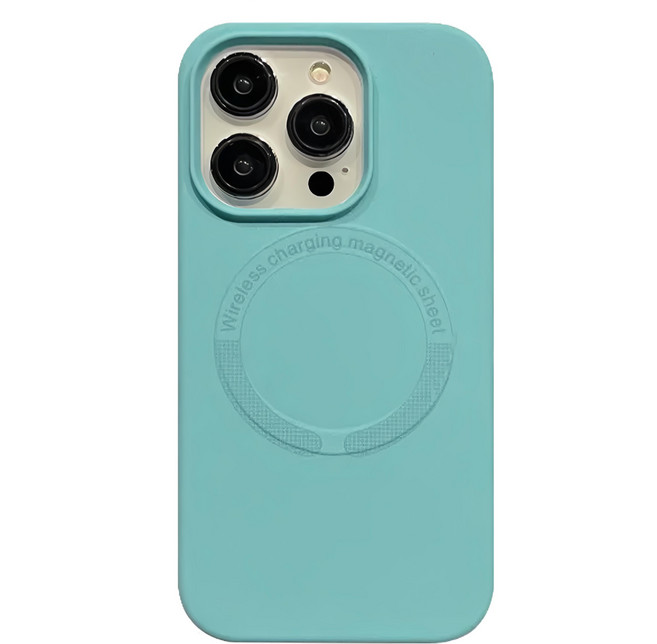 無品牌 手機 軟殼 手機殼 iPhone 14 Plus 磁吸 MagSafe 矽膠 馬卡龍 冰海藍 t4766-41