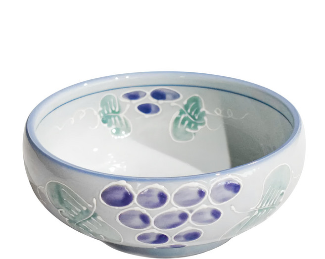 日本製 7缽系列 19 x 7.5cm 900ml, 手繪葡萄 白色, 1個