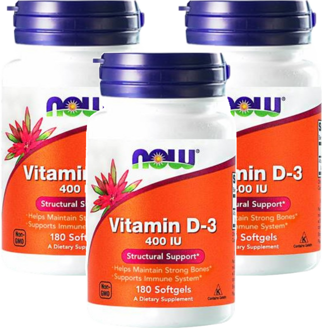 NOW Foods 維他命D, 180顆, 3罐