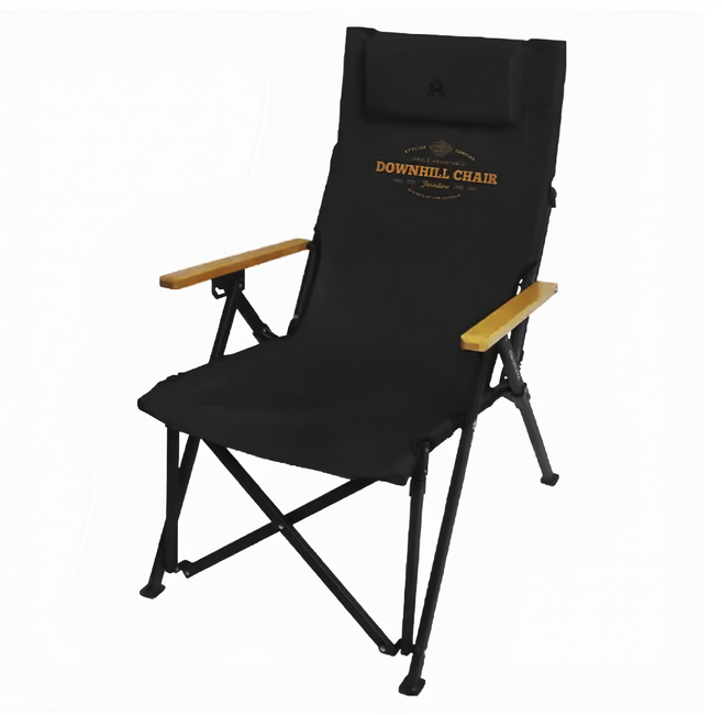 KZM OUTDOOR 素面木手把四段可調折疊椅 65 x 61 x 95cm 4.8kg, 黑色, 1組