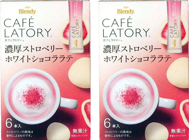 AGF Blendy CAFE LATORY 濃厚草莓牛奶可可味拿鐵, 9.4g, 6條, 2盒